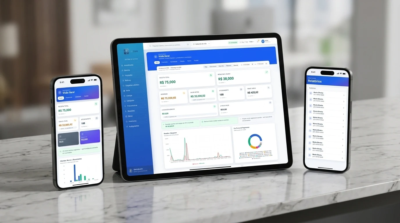 LavCore em Múltiplos Dispositivos com Gestão Completa